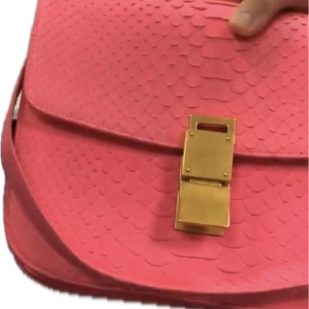 Celine Medium Classic Box Bag Scaled Leather Flap Crossbody